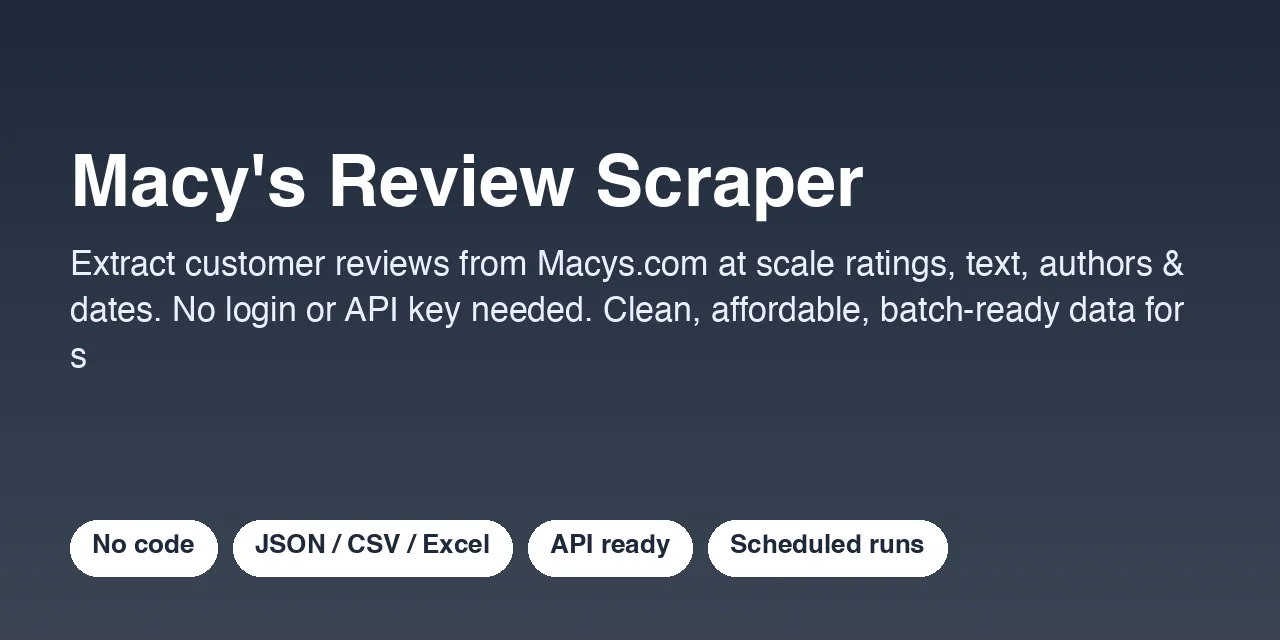 Macy's Review Scraper - scrape data with Apify