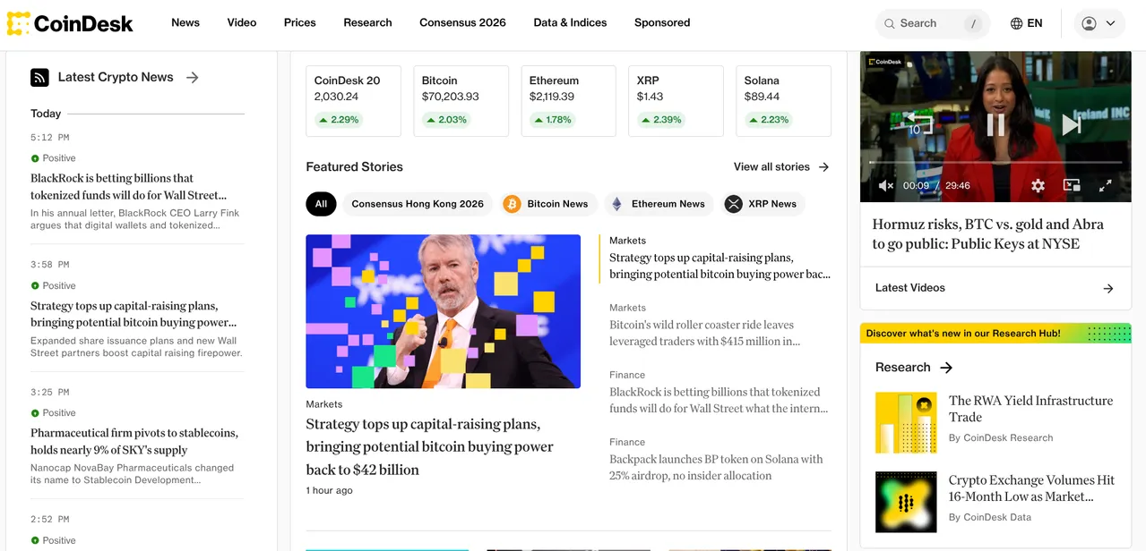 CoinDesk Website