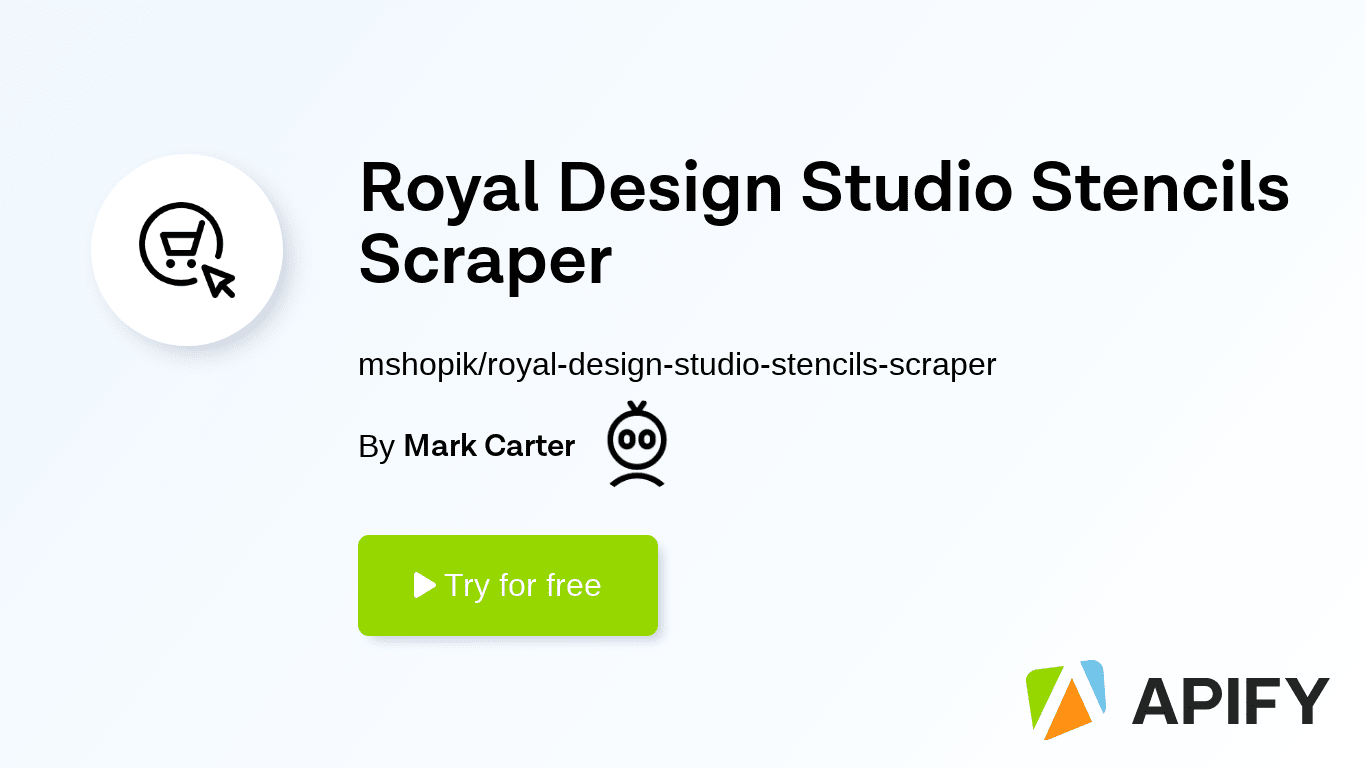 Input · Royal Design Studio Stencils Scraper · Apify