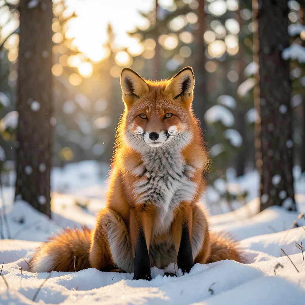 AI generated red fox in a snowy forest — FLUX.2 Klein