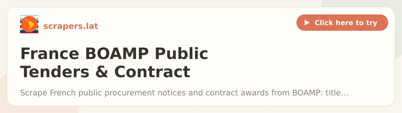 France BOAMP Public Tenders & Contract Awards Scraper