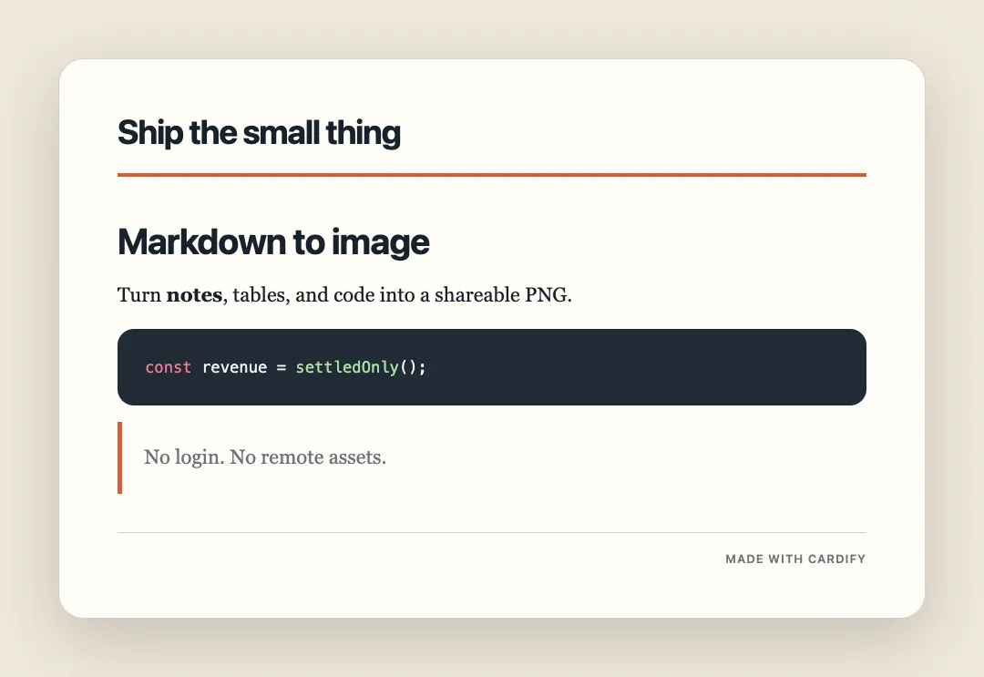 Example Markdown and code rendered as a PNG