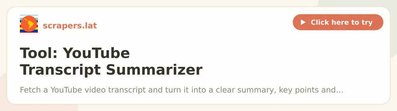 Tool: YouTube Transcript Summarizer