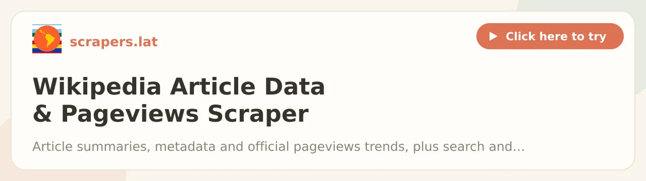 Wikipedia Article Data & Pageviews Scraper
