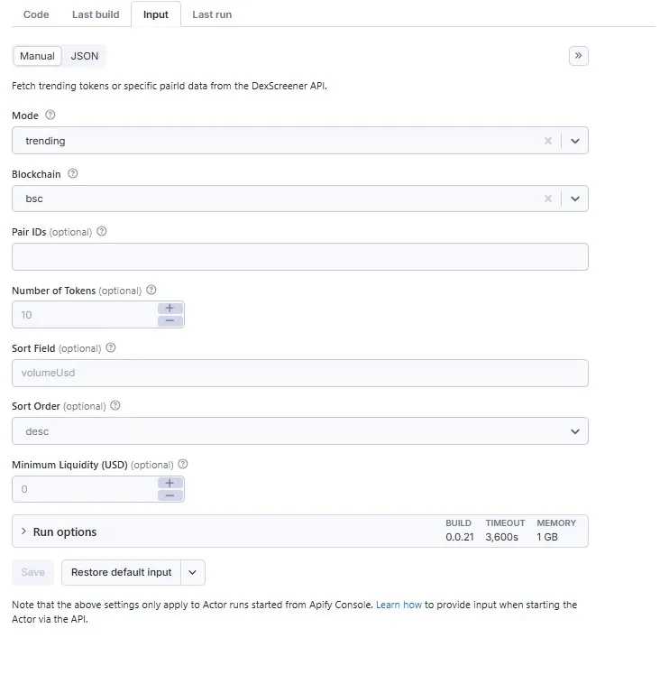 Figure: Input parameters