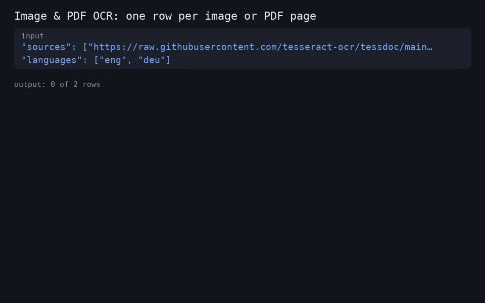 An image and a PDF in, one text row per image or page out