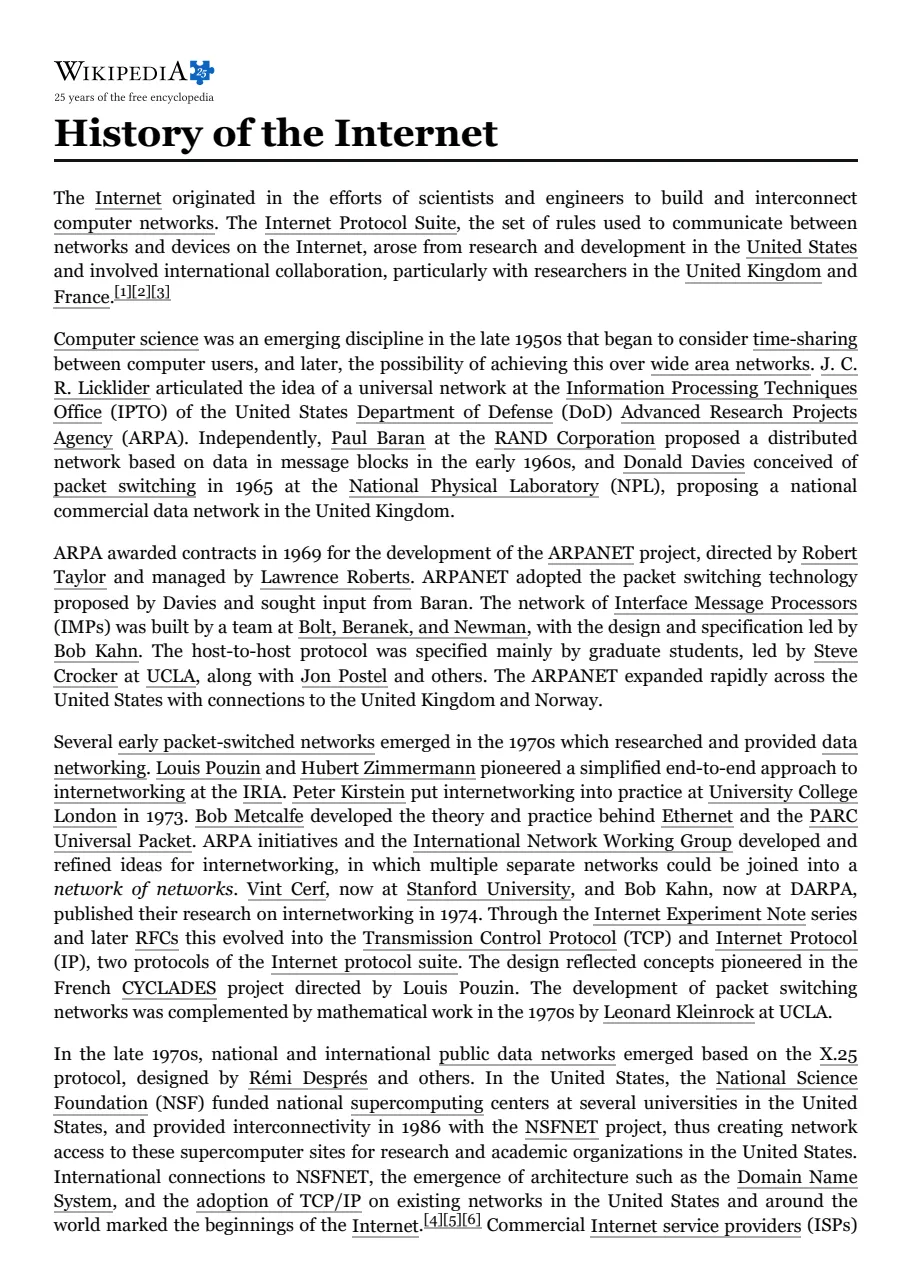 First page of an A4 PDF of a Wikipedia article