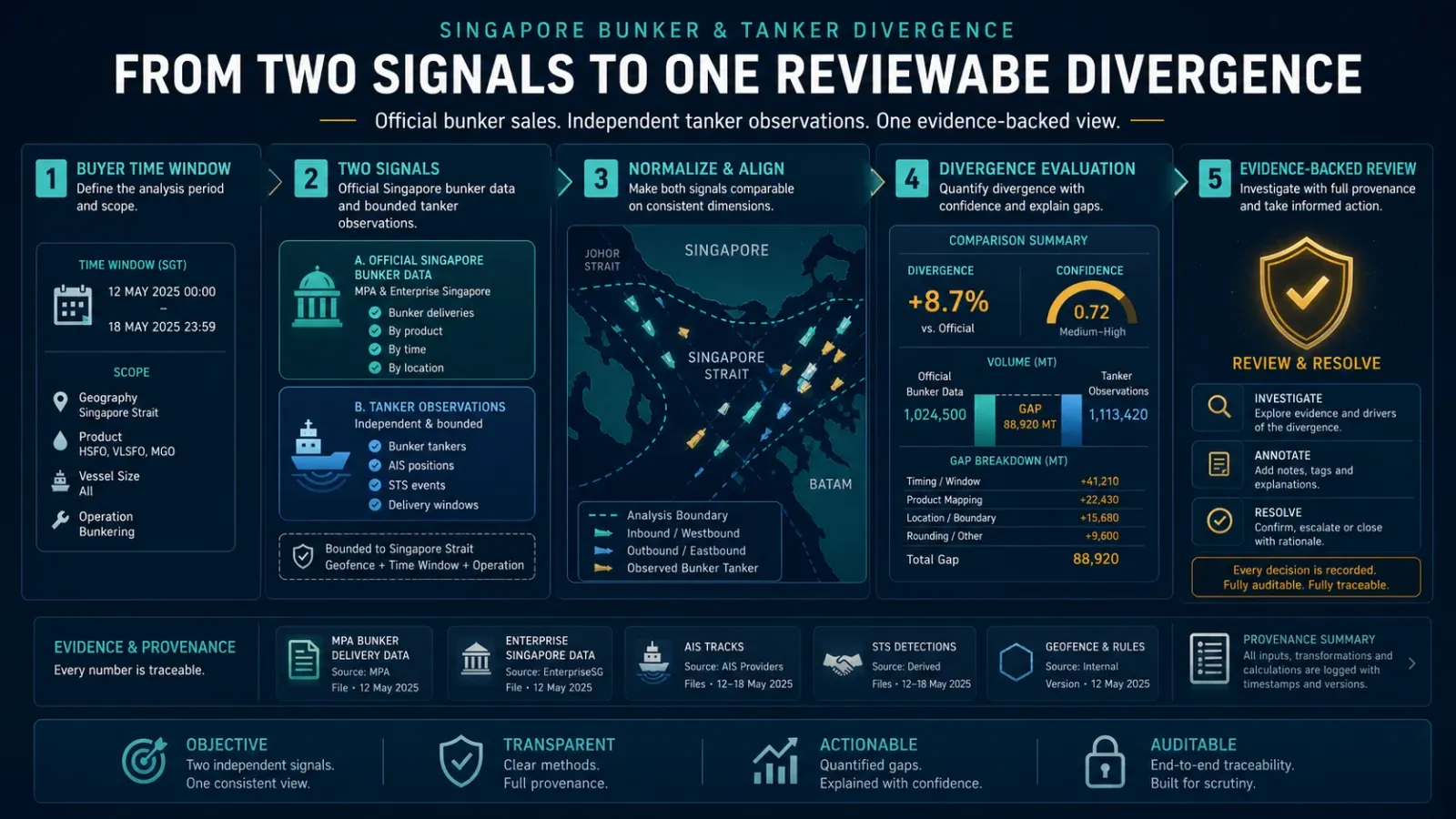 Singapore Bunker and Tanker Divergence: two bounded signals to one reviewable report