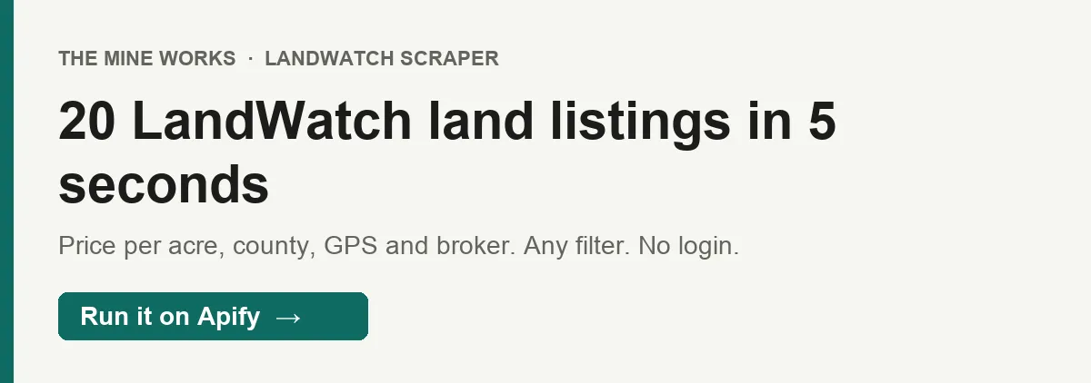 20 LandWatch land listings in 5 seconds