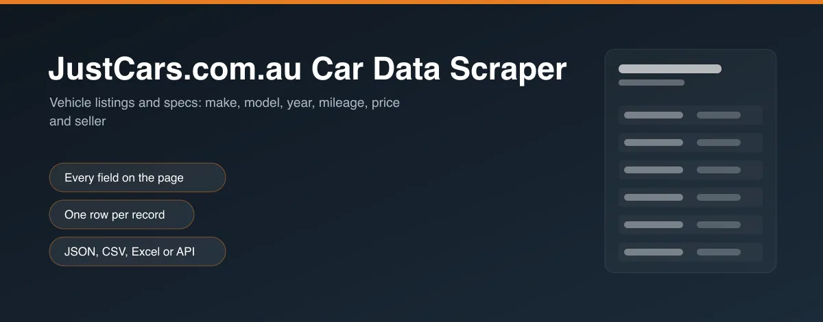 JustCars.com.au Car Data Scraper hero