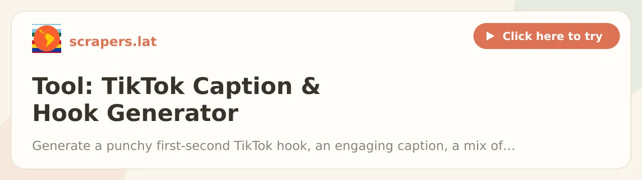 Tool: TikTok Caption & Hook Generator