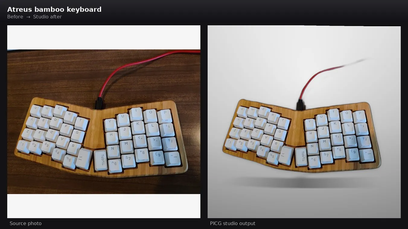 Bamboo keyboard before and after