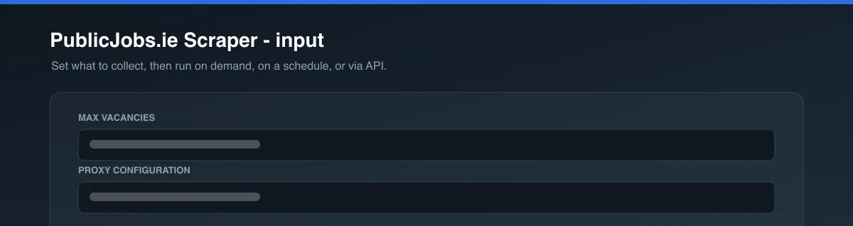 PublicJobs.ie Scraper input options