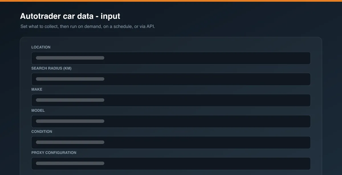Autotrader car data input options