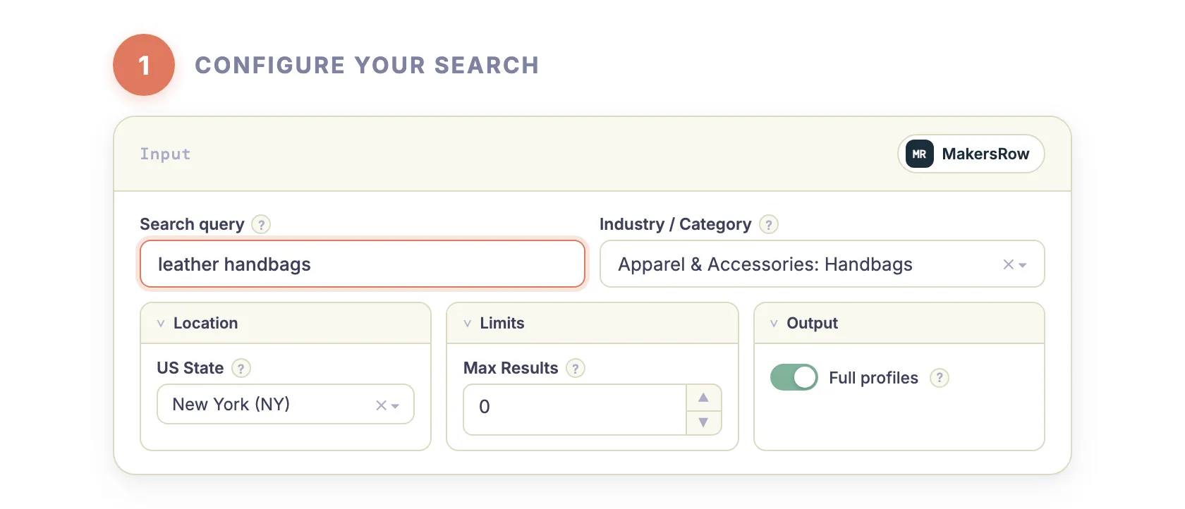 Step 1 — Configure your search