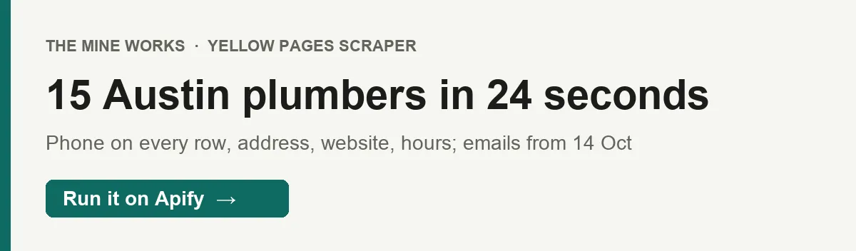 15 Austin plumbers from Yellow Pages in 24 seconds