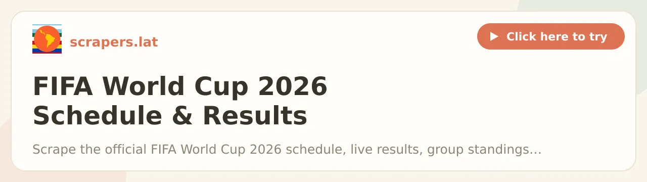 FIFA World Cup 2026 Schedule & Results Scraper