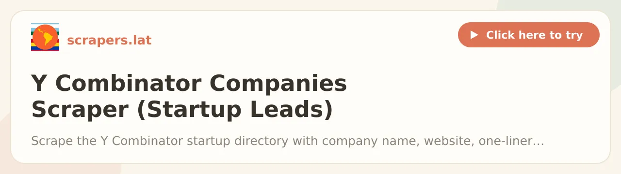 Y Combinator Companies Scraper (Startup Leads)