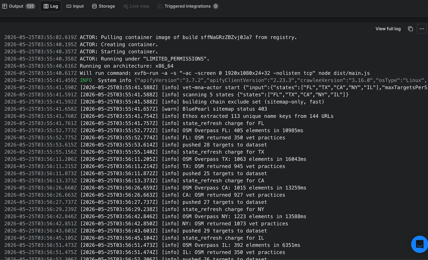 Per-state OSM Overpass logs — auditable scraping