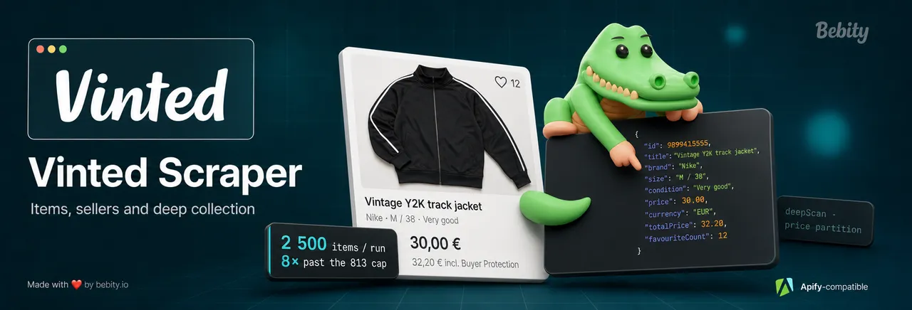 Vinted Scraper — items, sellers and deep collection