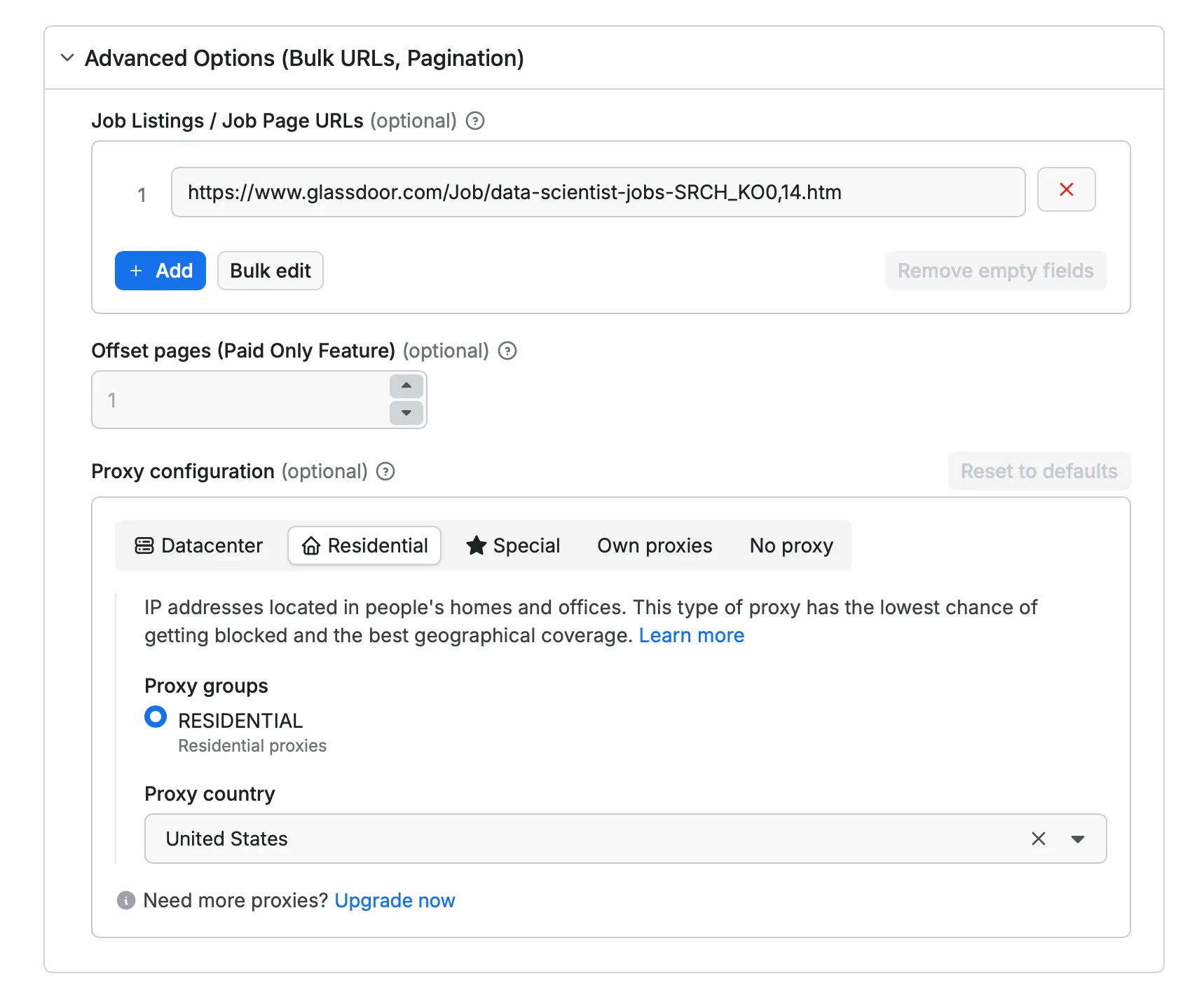 Glassdoor Scraper Input 3 of 3