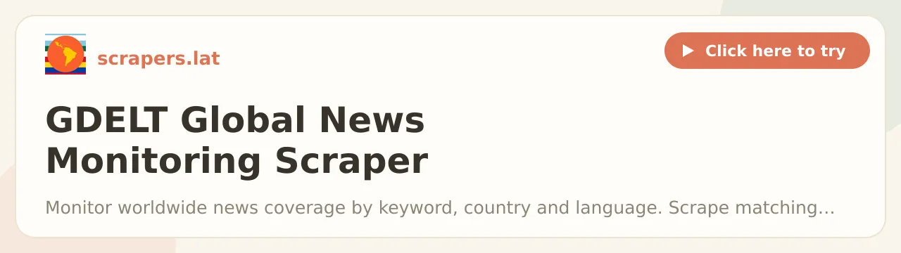 GDELT Global News Monitoring Scraper