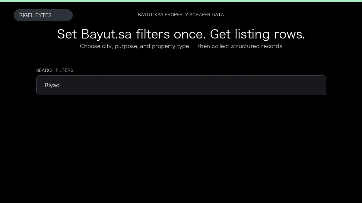 Bayut KSA Property Scraper — input to structured data
