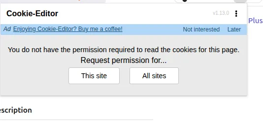 Cookie Editor Permission Popup