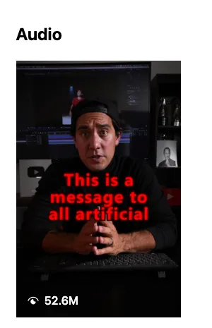 An Instagram audio page listing Reels that use the track
