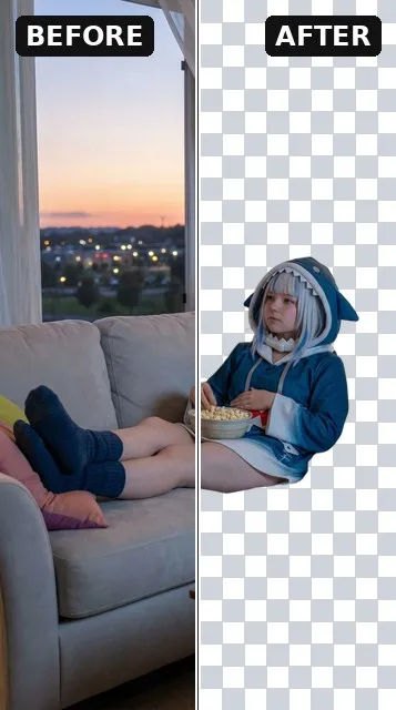 BiRefNet background removal — before and after