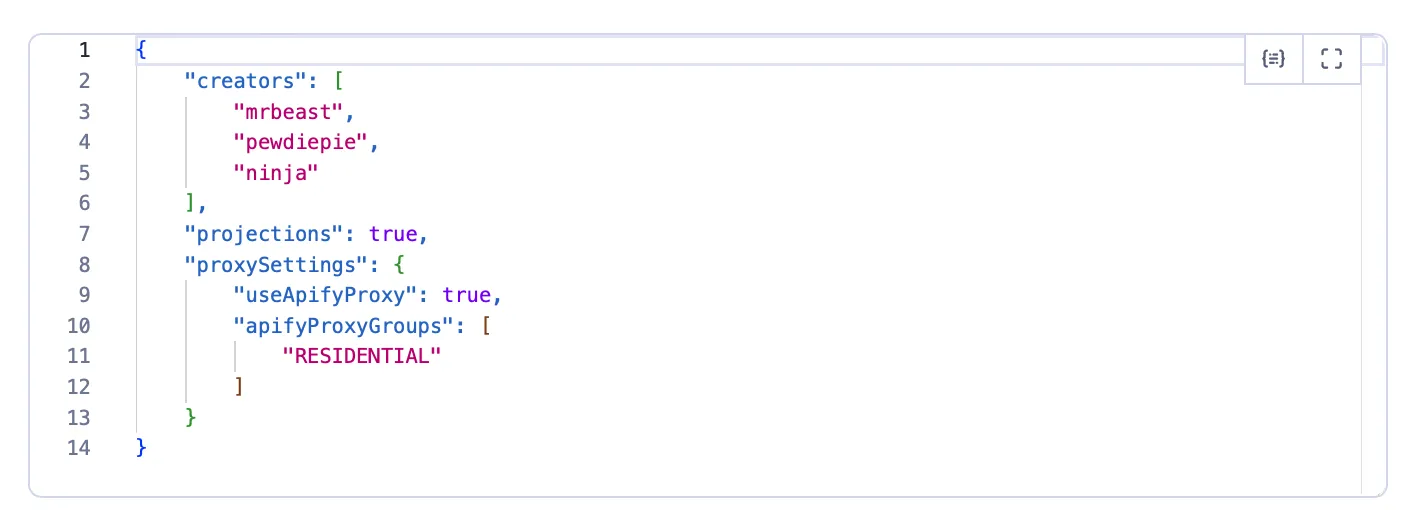 Scraper Sample JSON Input