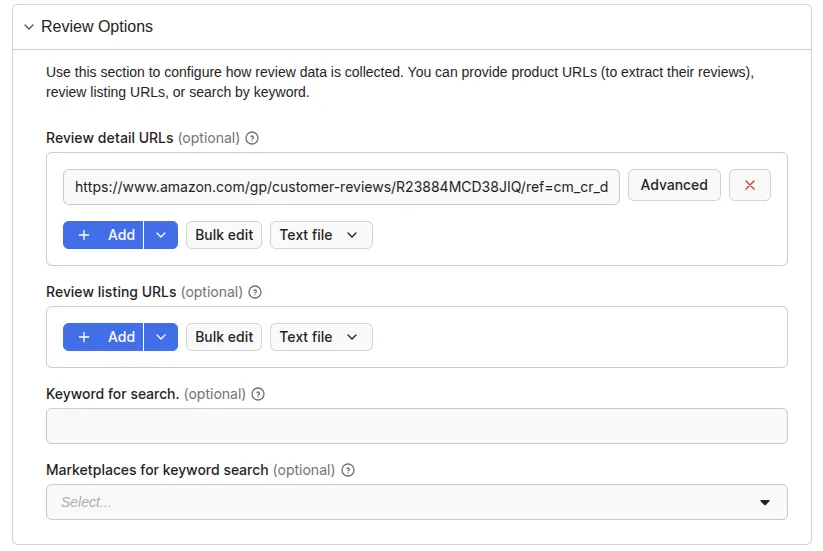 E-commerce Scraping Tool input reviews