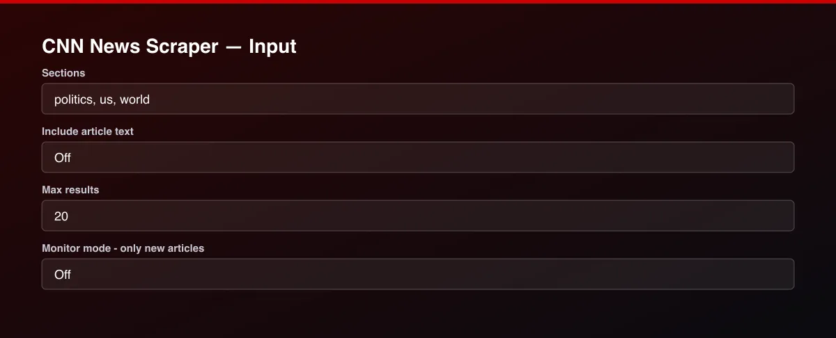 CNN News Scraper input form