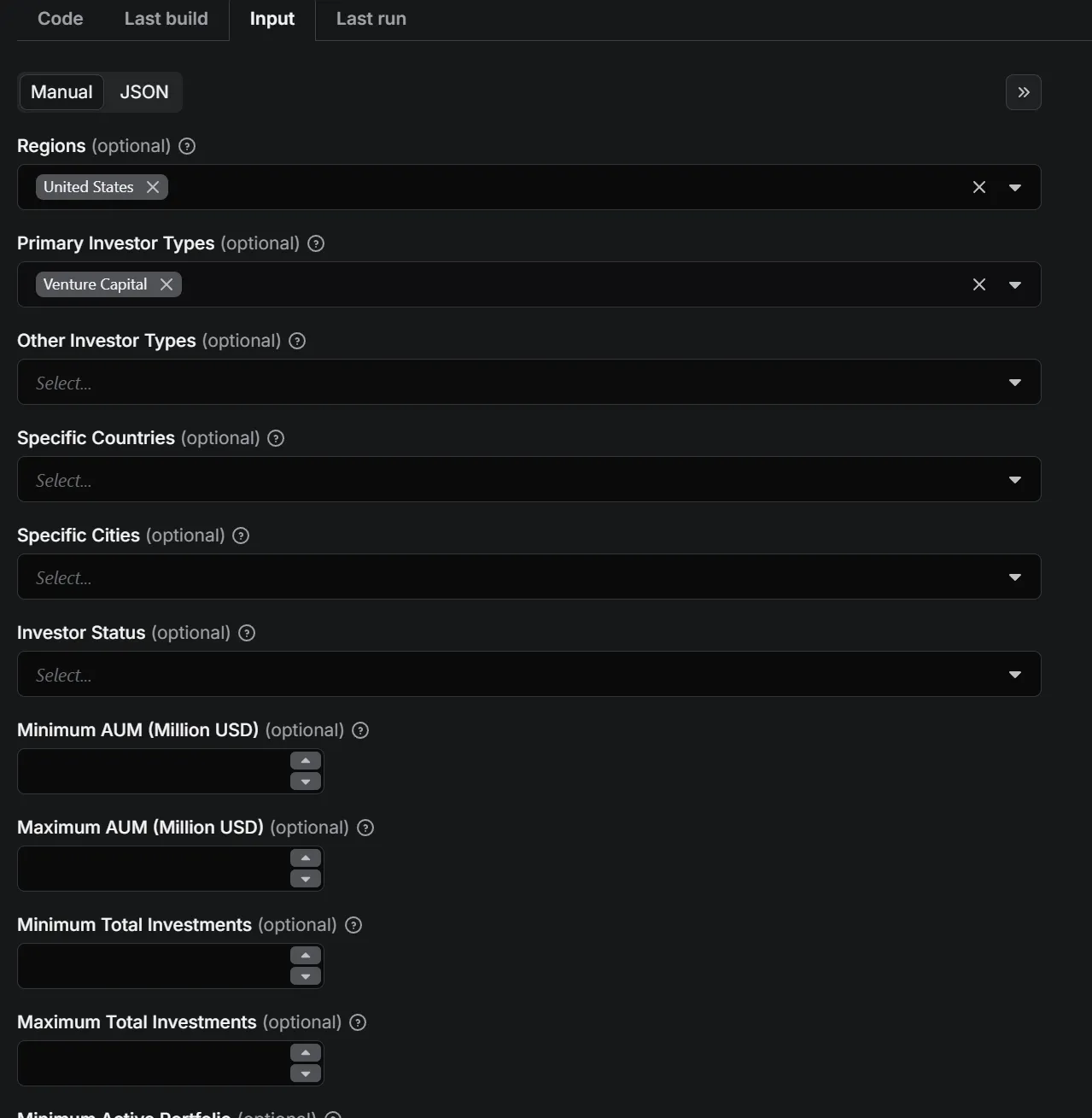 Input Configuration