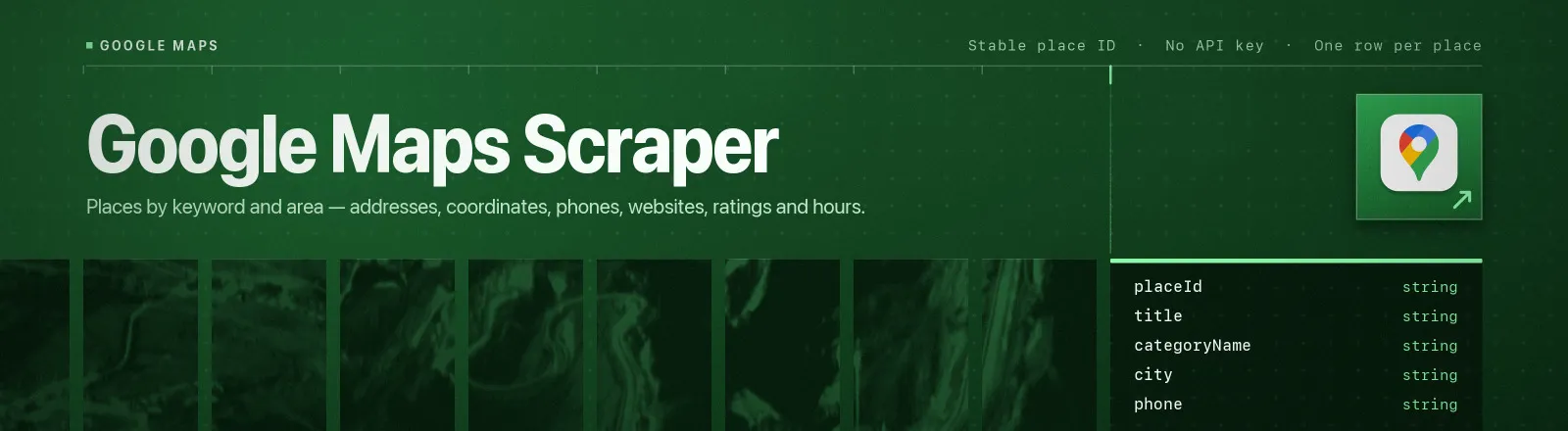 Google Maps Scraper: Places by keyword and area, addresses, coordinates, phones, websites, ratings and hours