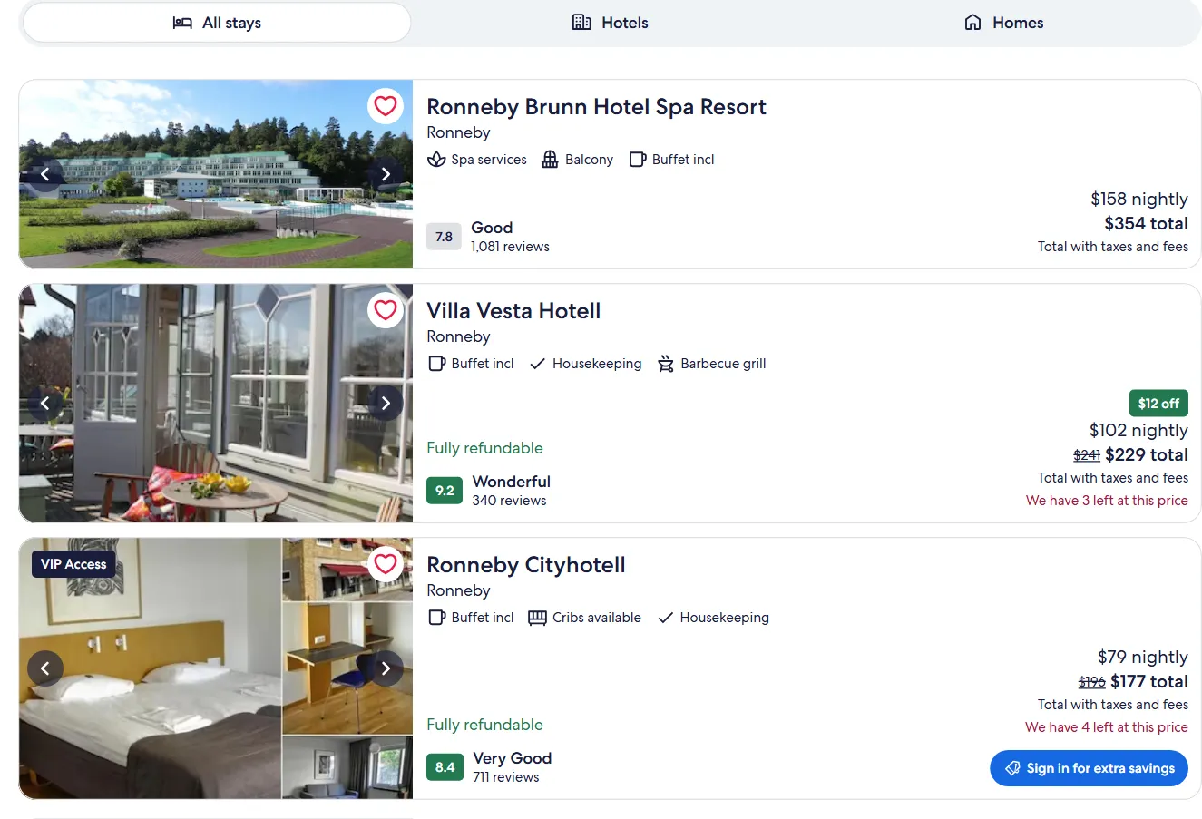 Expedia hotel search results that Expedia & Hotels.com Scraper turns into rows