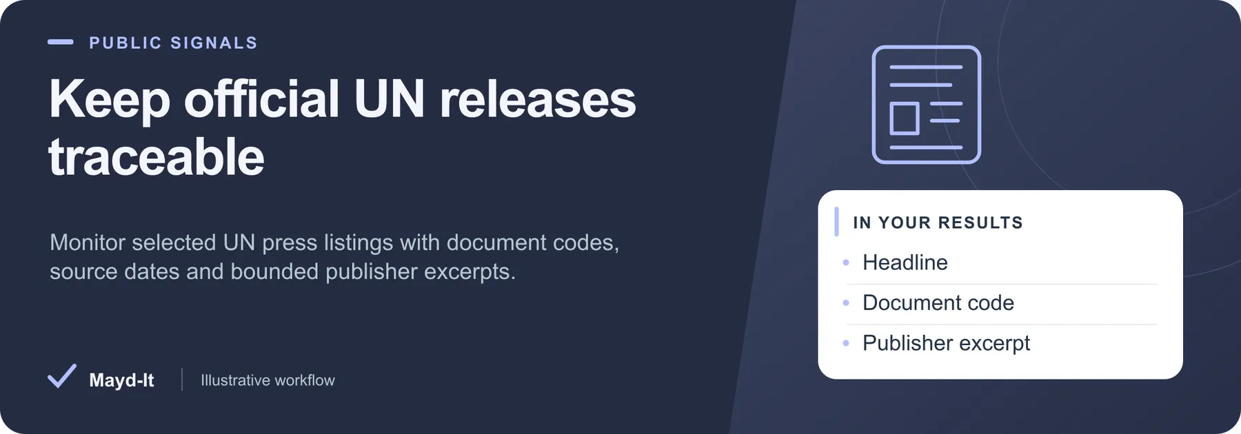 Keep official UN releases traceable — illustrative workflow