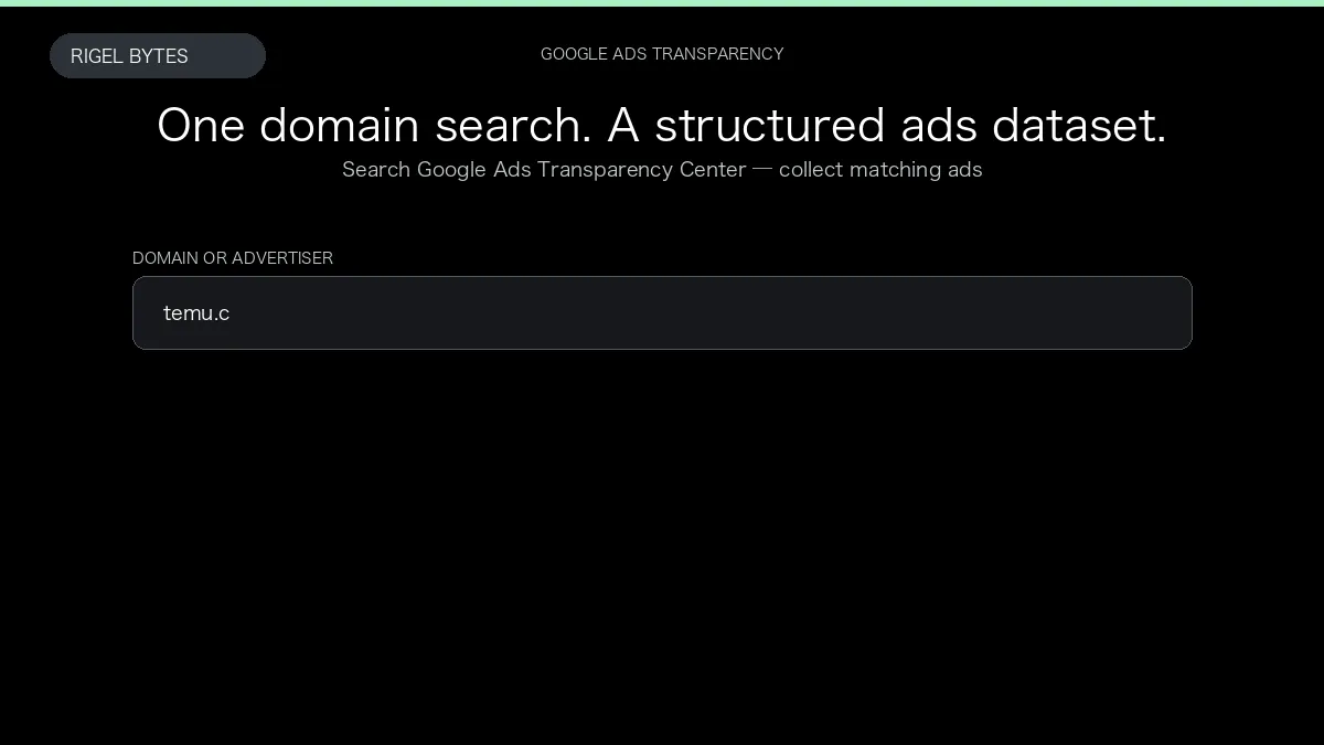 Google Ads Transparency Scraper — input to structured data