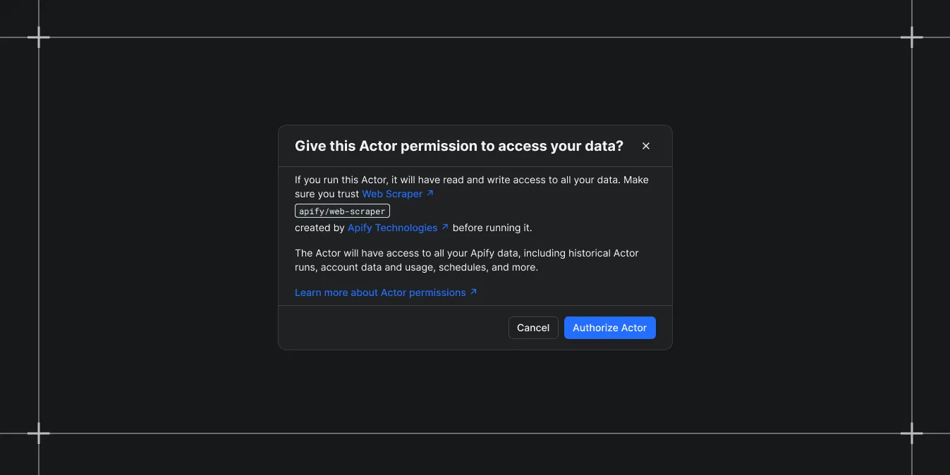 Approval dialog for full-permission Actors