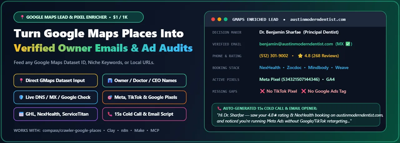 Google Maps Email Extractor, Decision Maker, Ad Pixels & Local Lead Enricher