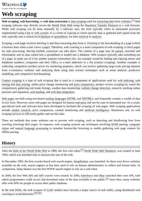 Page 1 of a real PDF capture of a Wikipedia article (A4)