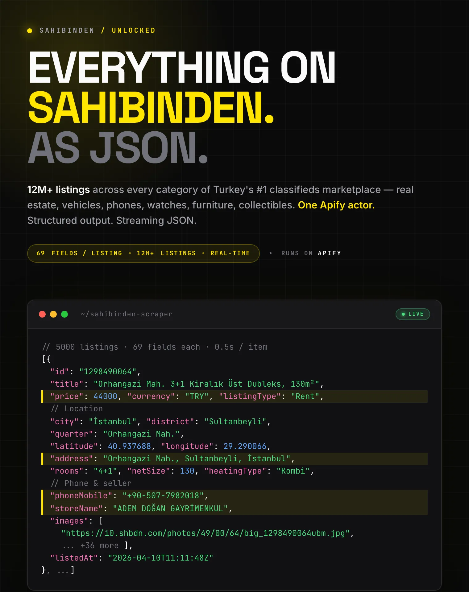 Sahibinden Scraper Pro Hero