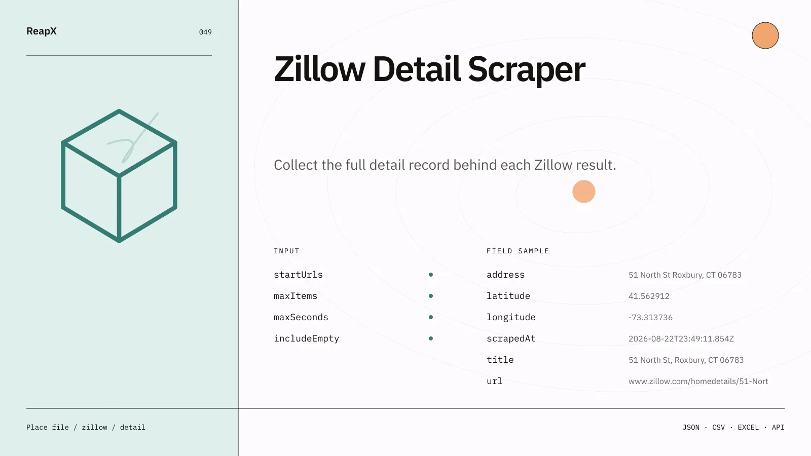 Zillow Detail Scraper interface