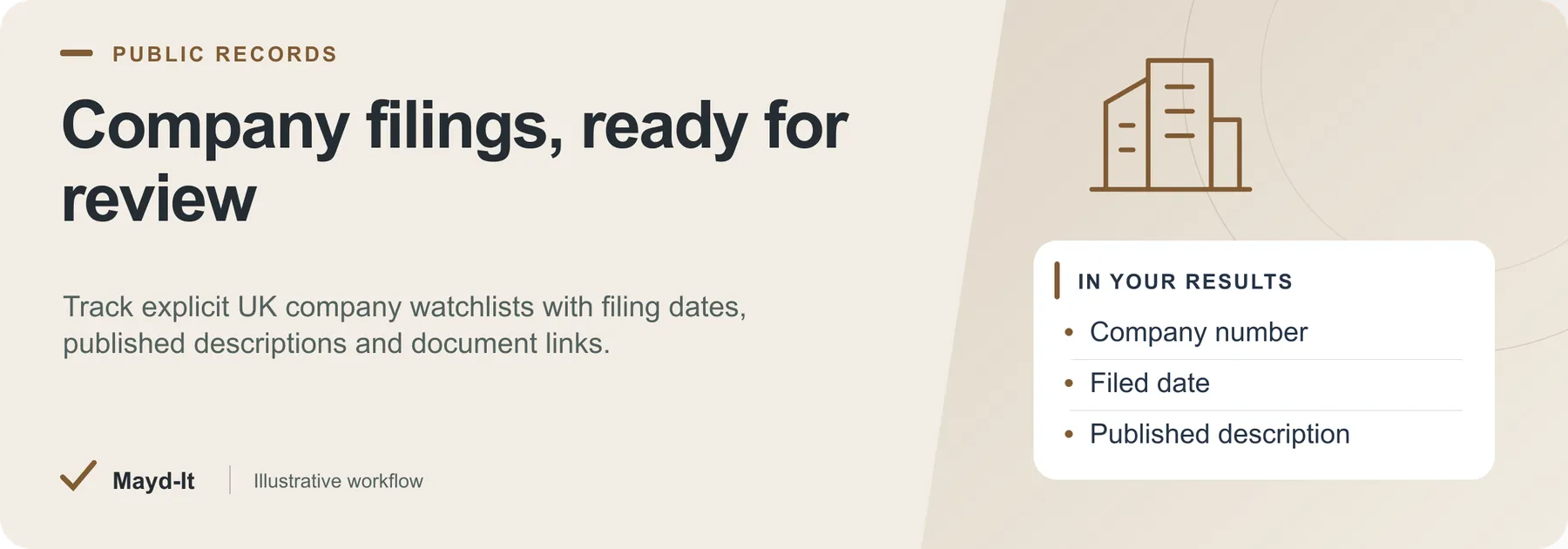 Company filings, ready for review — illustrative workflow