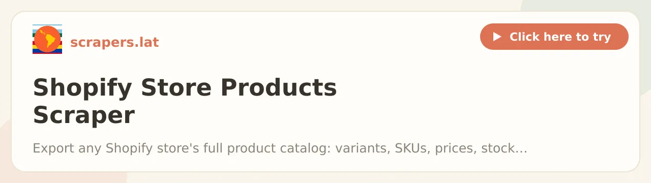 Shopify Store Products Scraper - Full Catalog Export