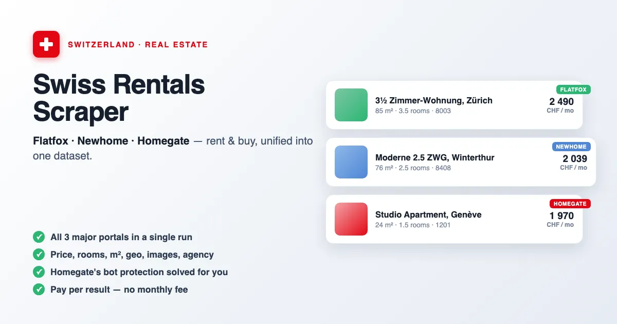 Swiss Rentals Scraper — Flatfox, Newhome & Homegate