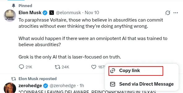 Copy Twitter/X Post Link