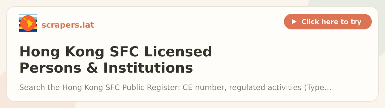 Hong Kong SFC Licensed Persons & Institutions Register Scraper