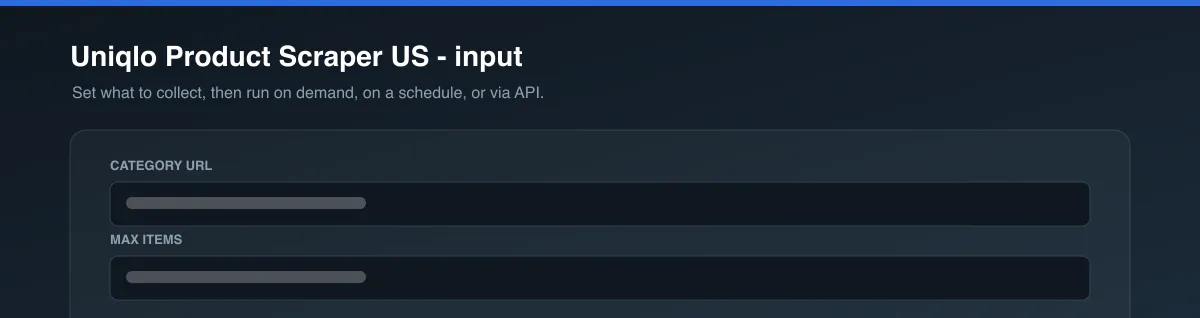 Uniqlo Product Scraper US input options