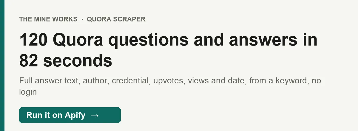 120 Quora questions and answers with full text and upvotes in 82 seconds